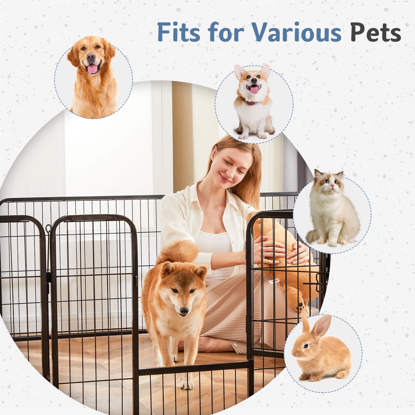JHK Foldable 16 Panel Dog Playpen Metal Fence For Indoor And Outdoor Use