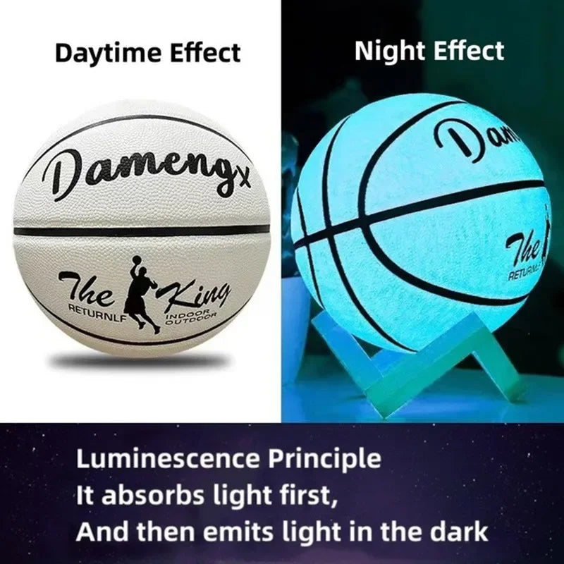 Damengx Glow In The Dark Basketball PU Leather Anti-Skid Outdoor
