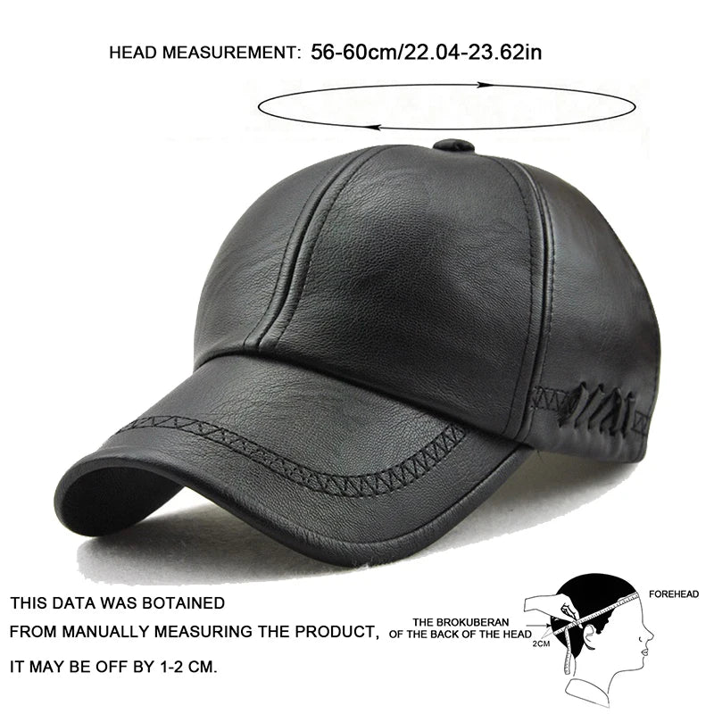 Unisex PU Leather Baseball Cap Outdoor Adjustable Sun Hat