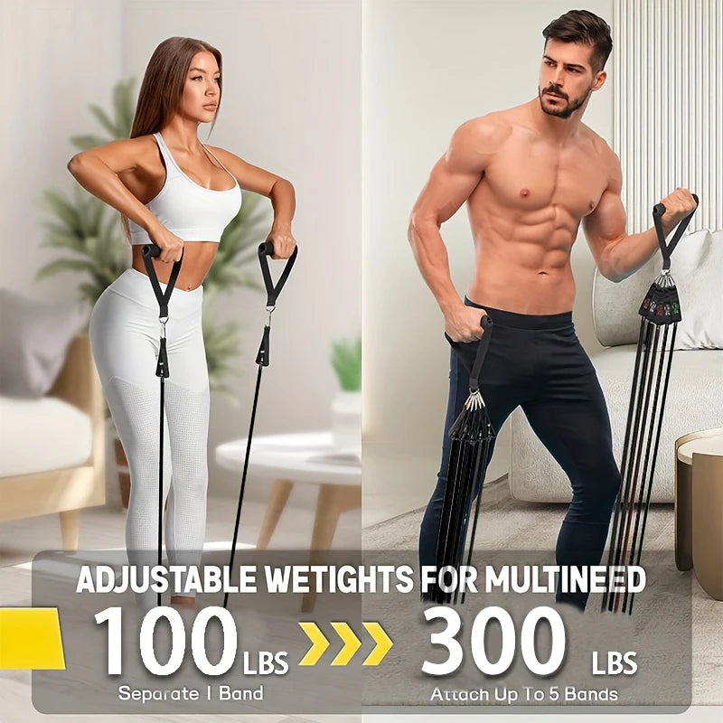 None Resistance Bands Set With Door Anchor Handles And Bag