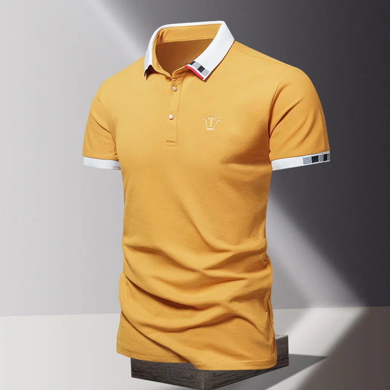 Lane JT Mens Pure Cotton Short Sleeve Polo Shirt Lapel