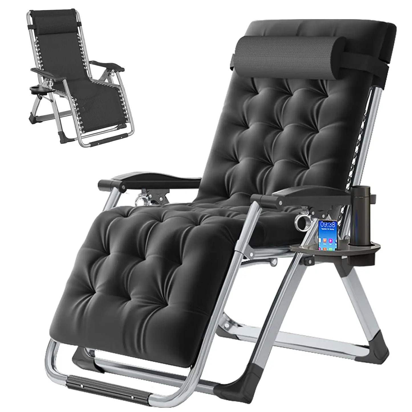 Zero Gravity Chair Premium Lawn Recliner Portable Detachable Cushion Headrest