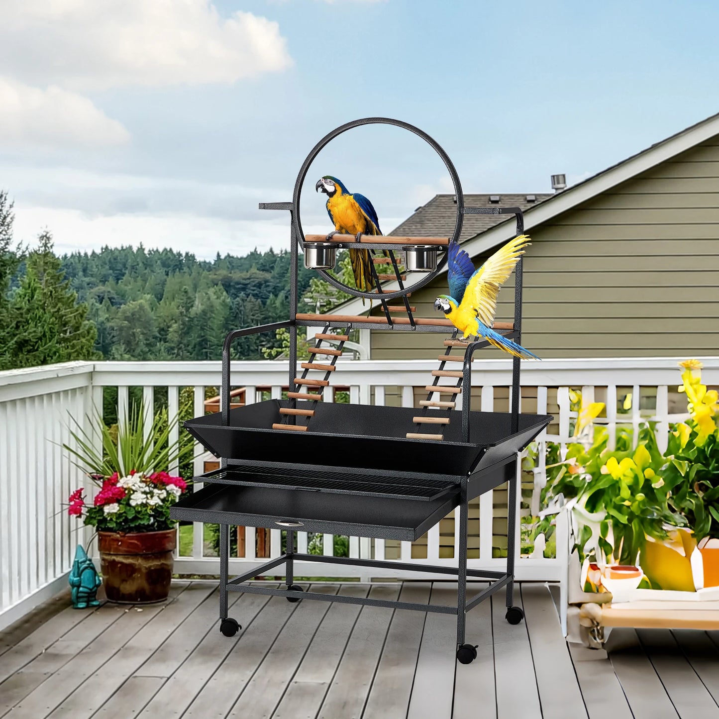 HiMISSCN Bird Cage With Rolling Stand For Parrots And Cockatiels