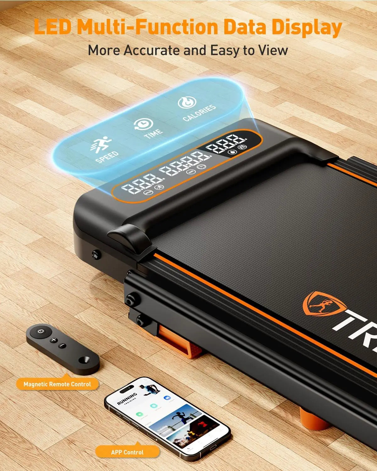 Walking Pad Treadmill With Incline Handle Bar Under Desk Remote