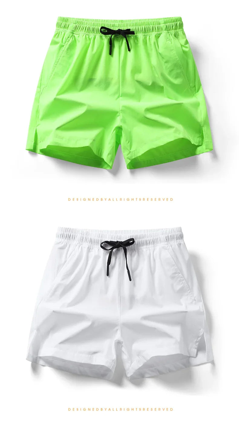 Men's Beach Shorts Elastic Waist Pockets Polyester Casual