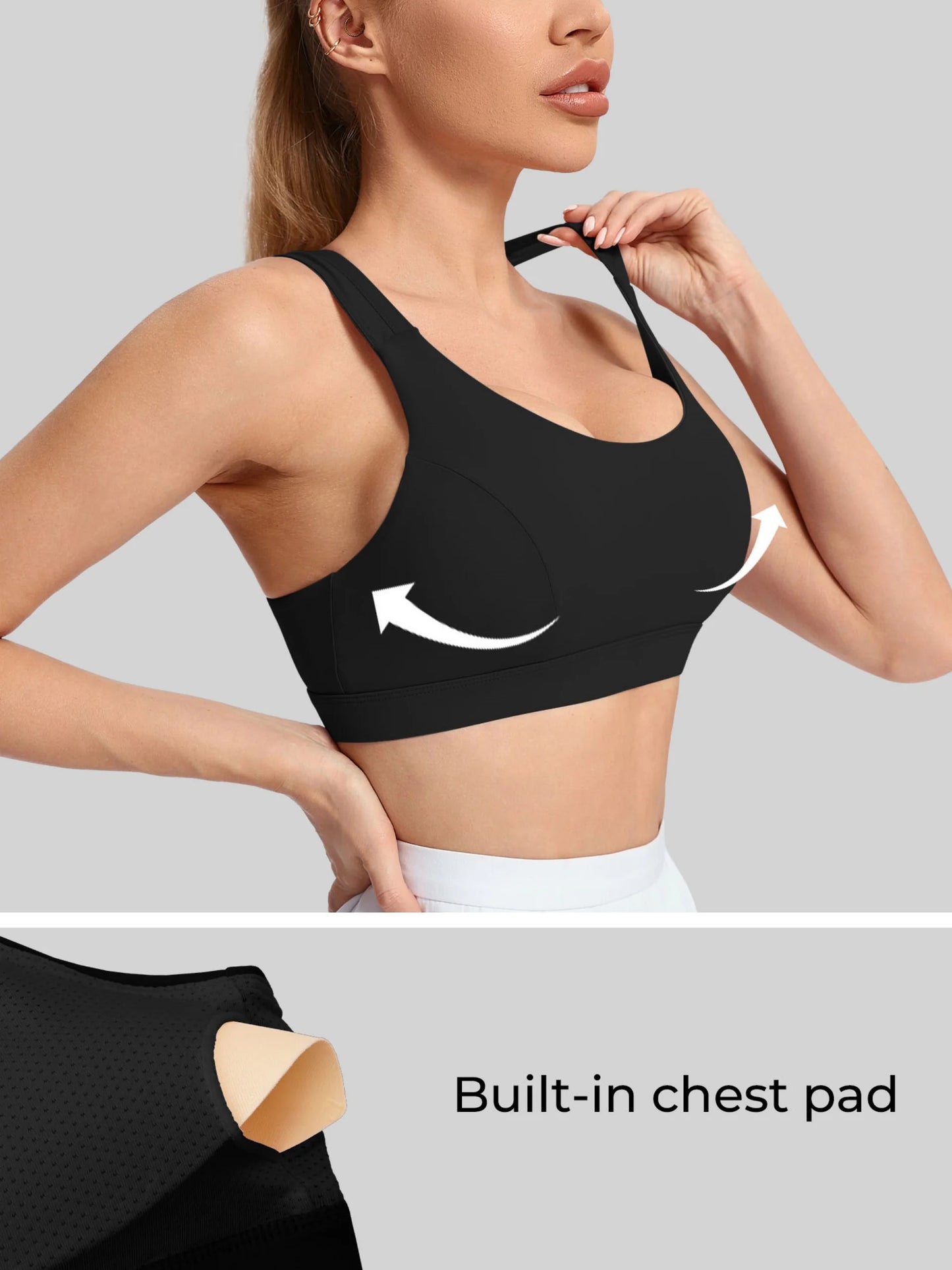 Women's Yoga Sports Bra With Back Straps Breathable Nylon Blend WX1037