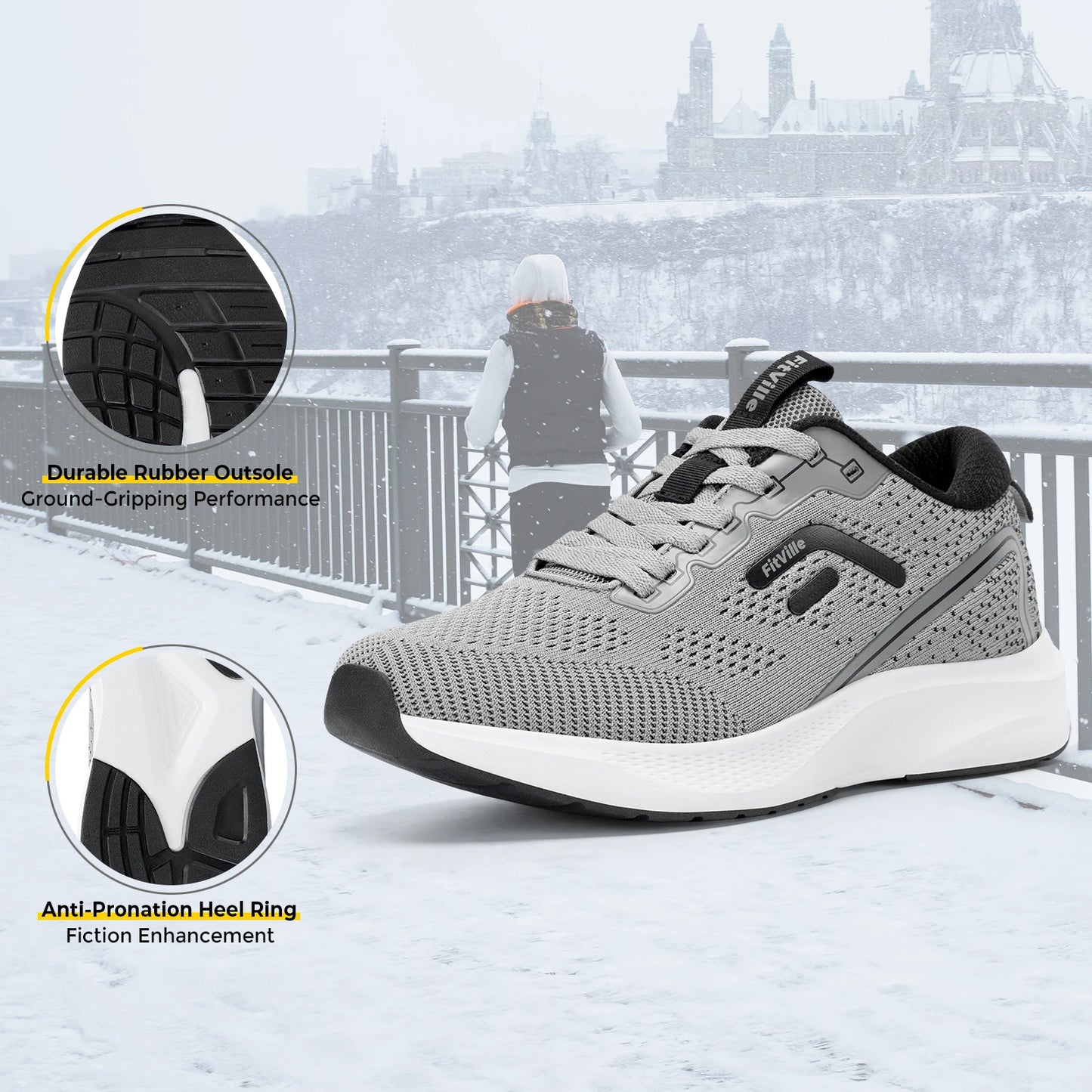 Fitville Men's Sport Running Shoes Breathable Lightweight Training Footwear