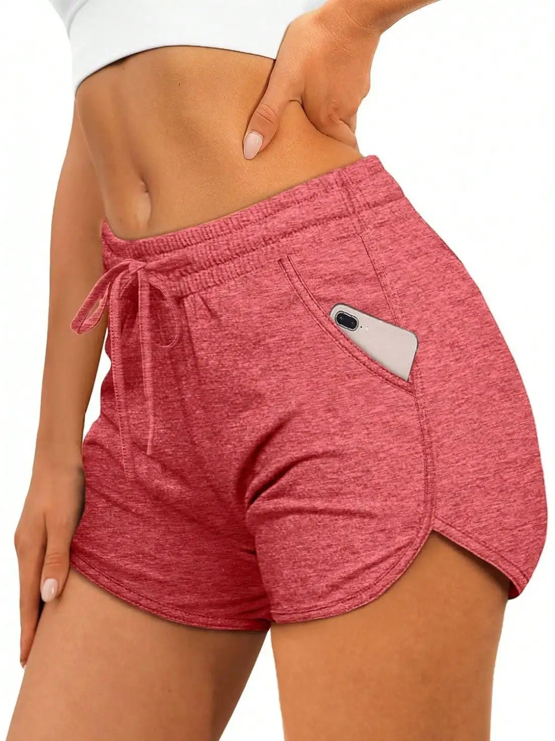 Dolphin Pocket Athletic Shorts For Women With Drawstring