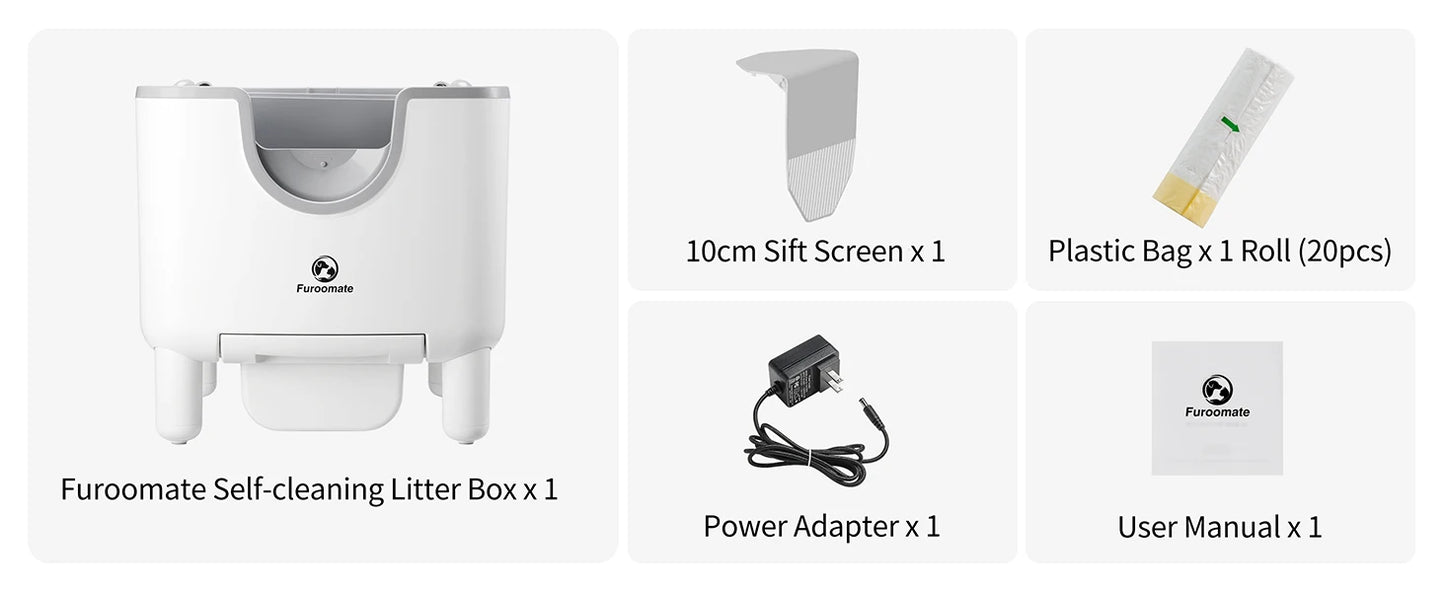 Furoomate F6 Self Cleaning Litter Box Open Top Odor Control