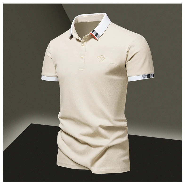 Lane JT Mens Pure Cotton Short Sleeve Polo Shirt Lapel