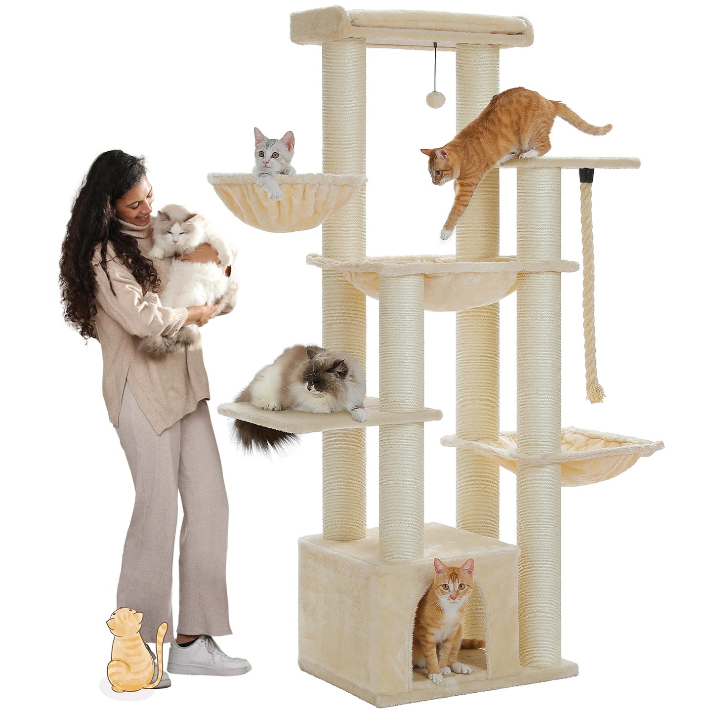 PAWZ Road Multi Level Cat Tree With Hammock And Sisal