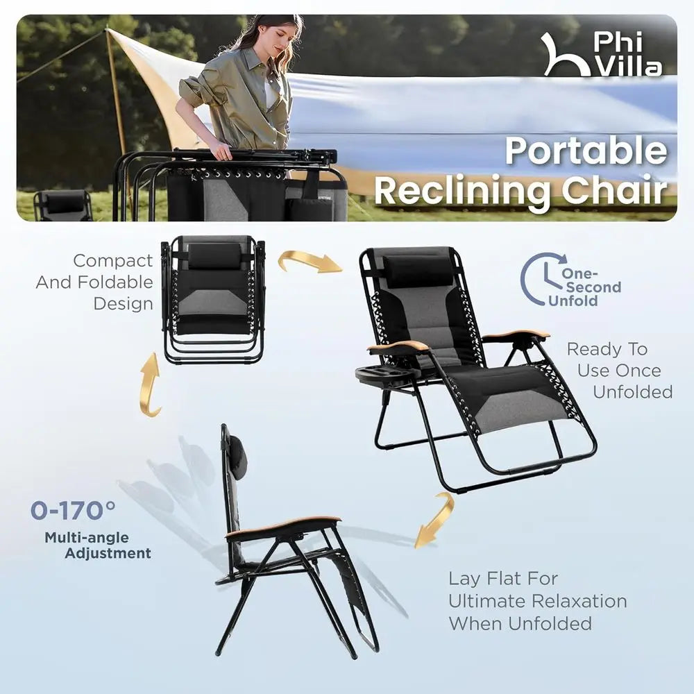 Zero Gravity Patio Recliner Chair With Cup Holder And Comfort