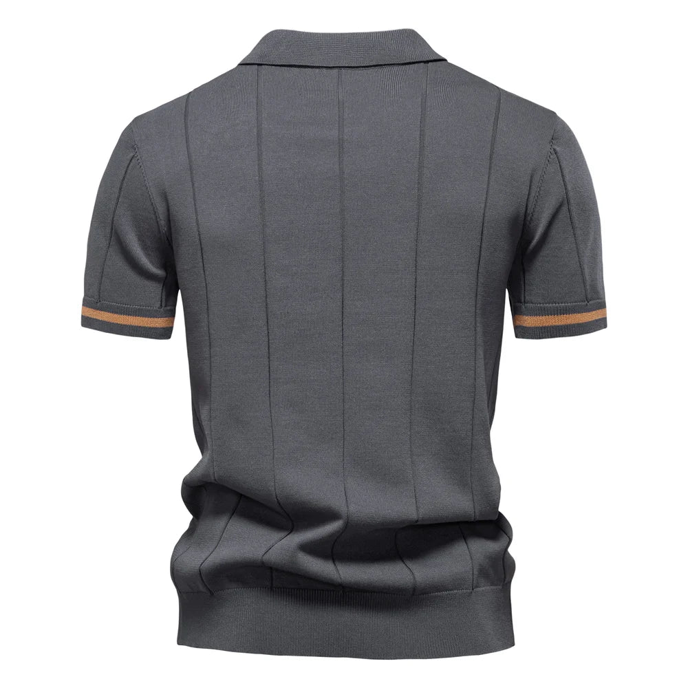 AIOPESON Mens Zipper Polo Shirt Slim Fit Sport Office Wear