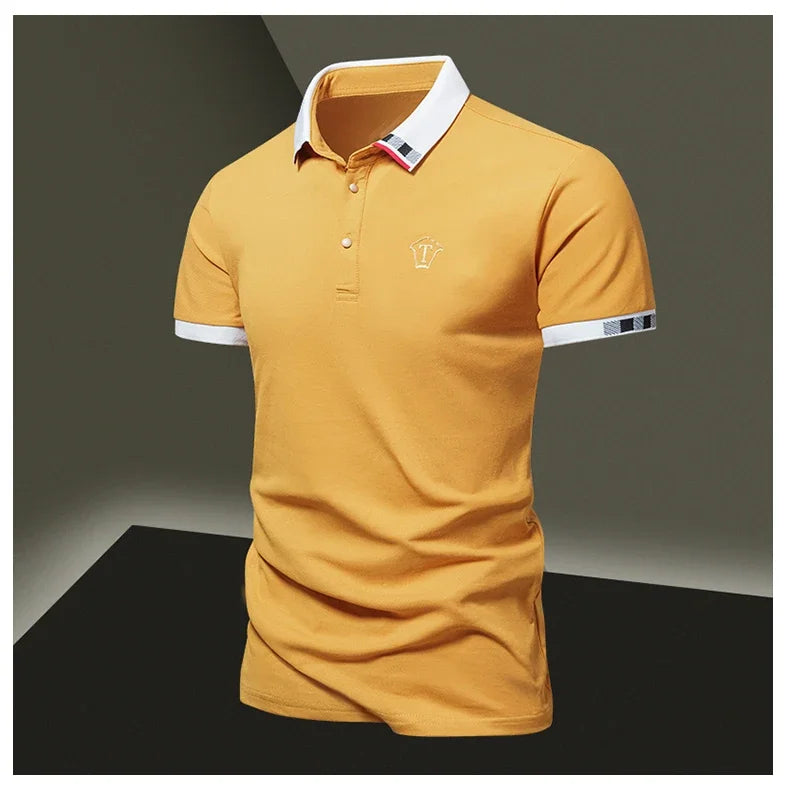 Lane JT Mens Pure Cotton Short Sleeve Polo Shirt Lapel