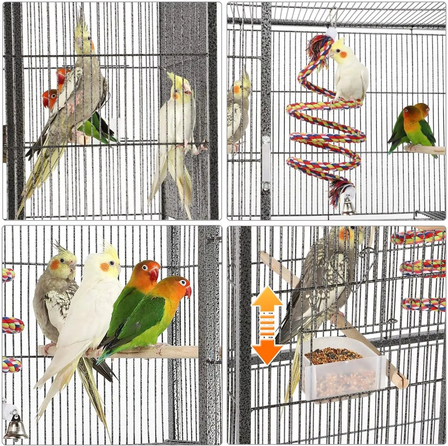 Iron Bird Cage for Parrots and Small to Medium Birds