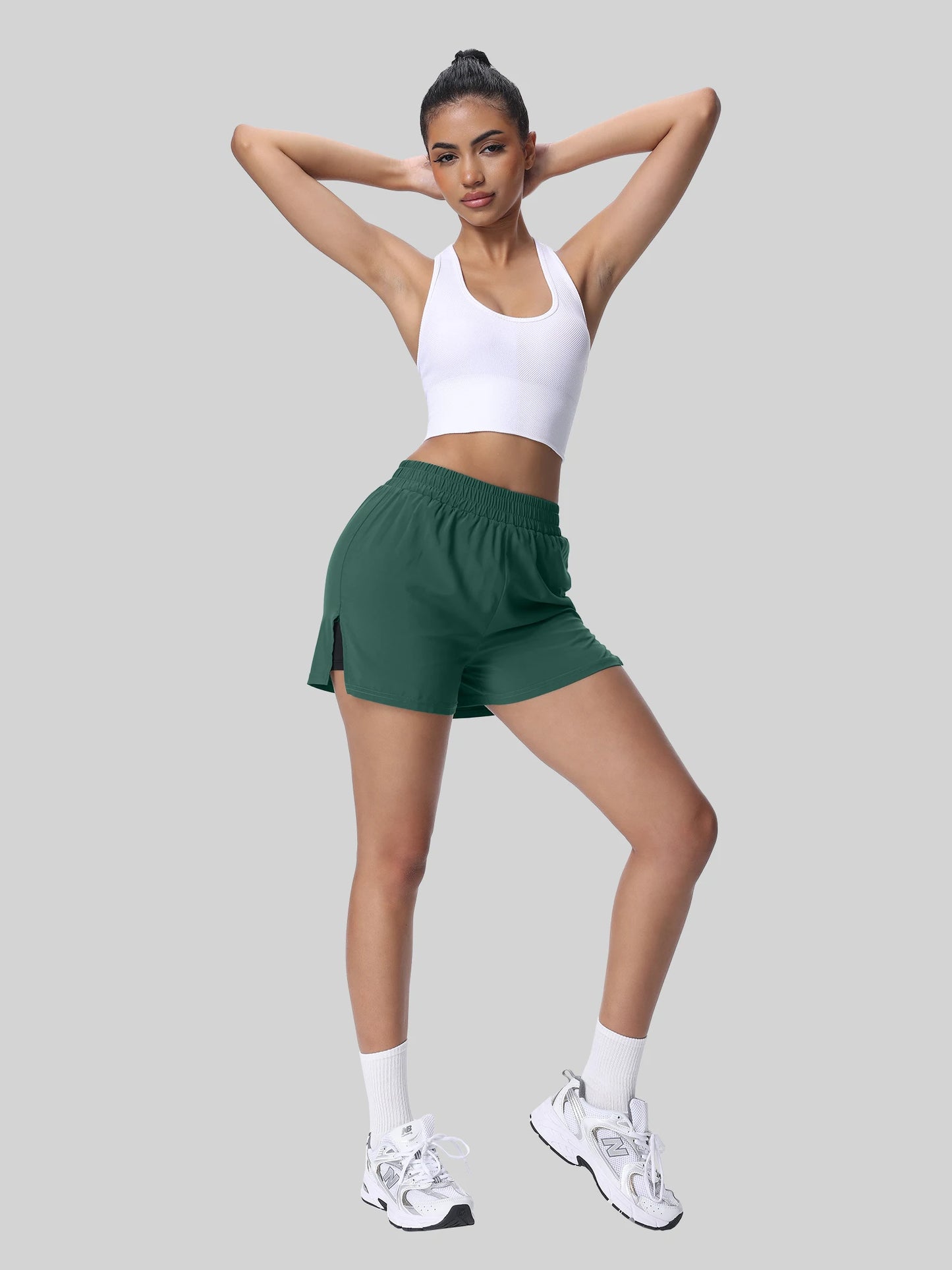 Women's Split Sports Shorts with Liner for Running and Yoga