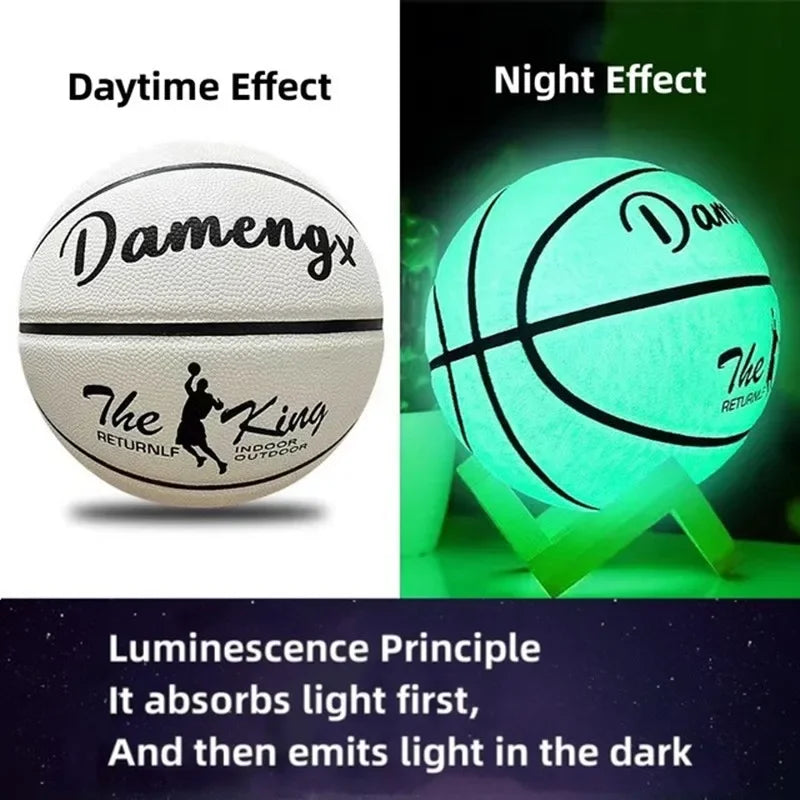 Damengx Glow In The Dark Basketball PU Leather Anti-Skid Outdoor