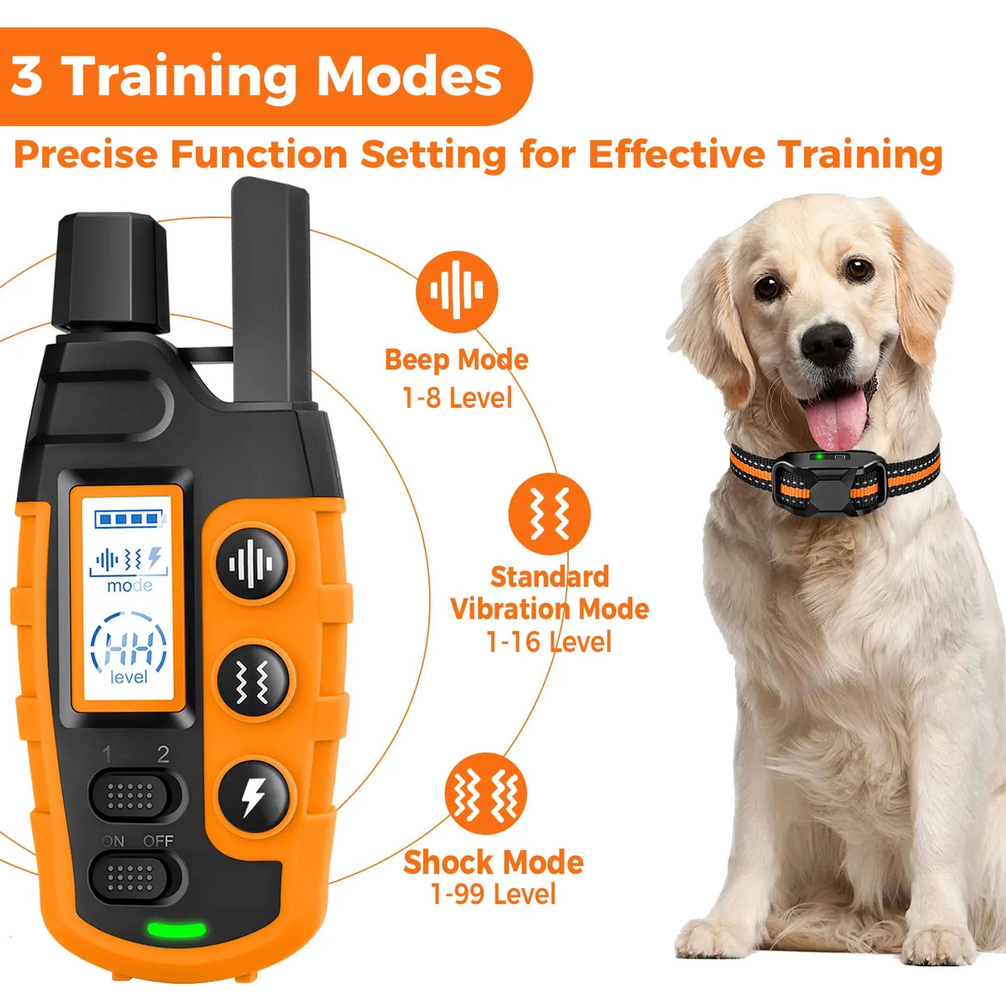WXRPET 3300Ft Electric Dog Training Collar With Remote Shock Vibration Waterproof