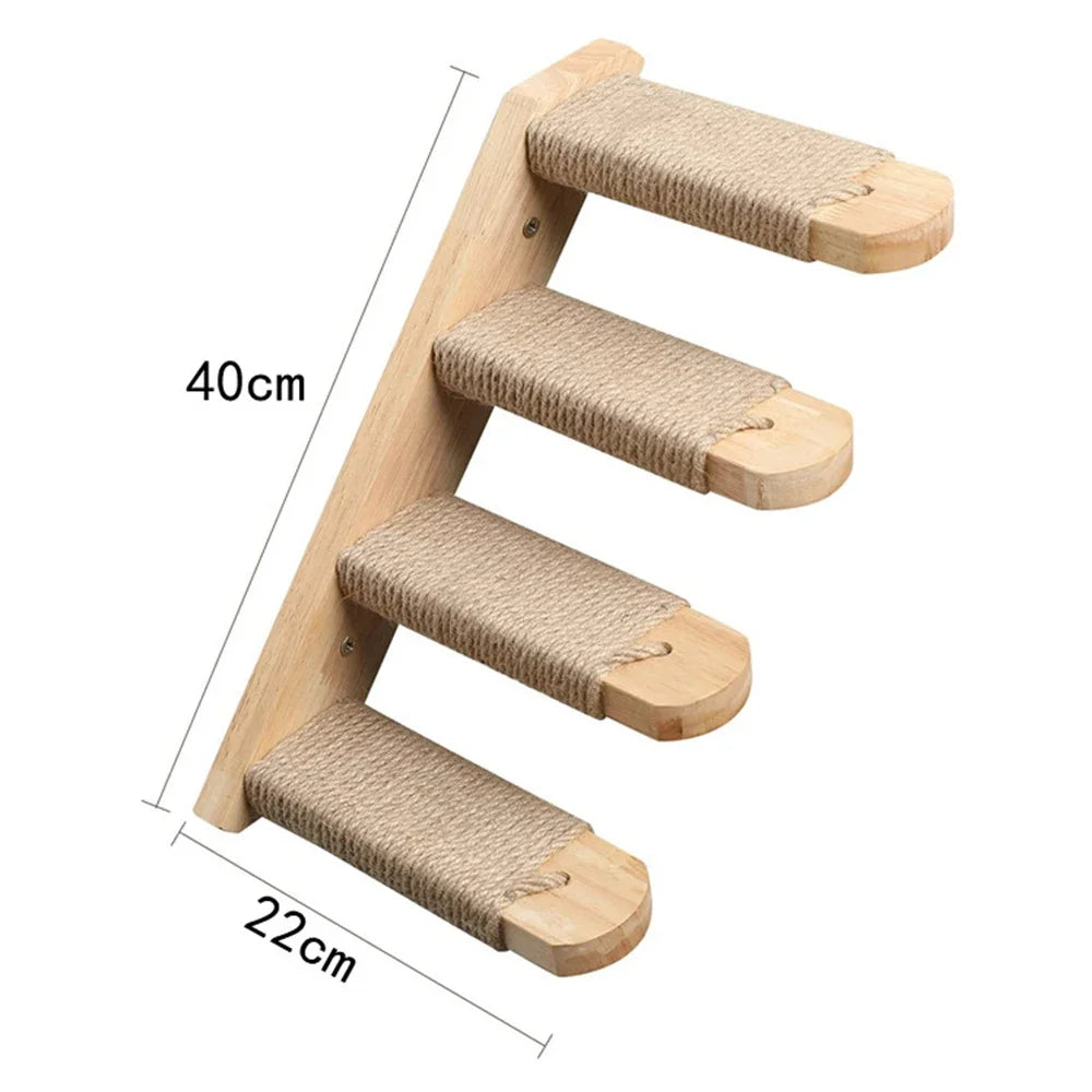 Qlfyuu Wooden Cat Climbing Shelf Wall Mounted Scratching Post
