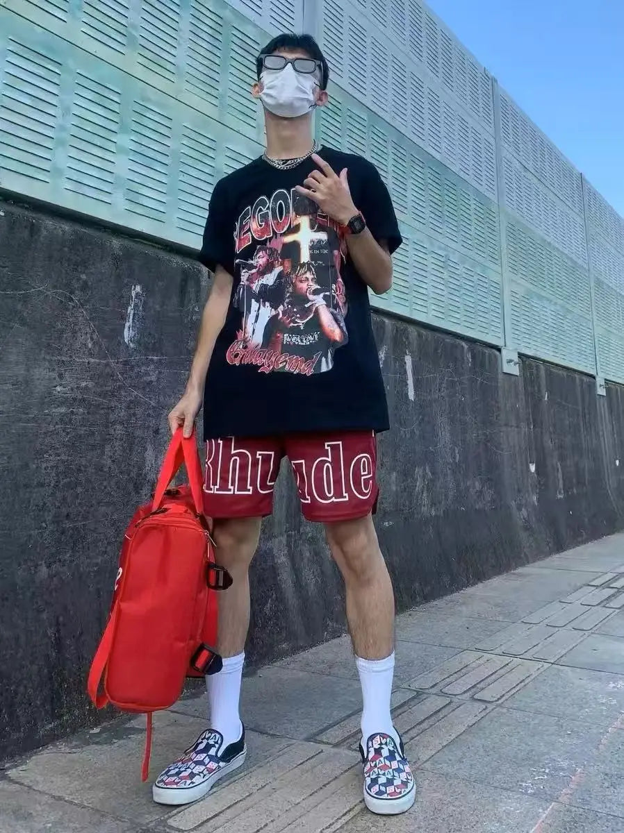 Casual Men's Hip Hop Print Shorts for Spring and Summer