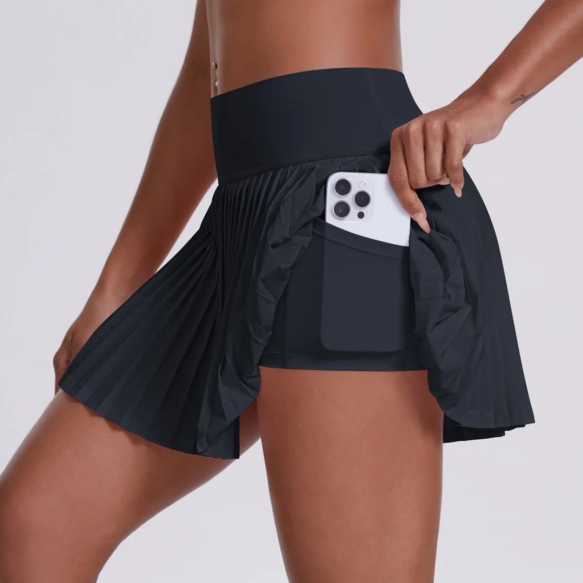 Caeruleus Women Sports Pleated Skirt With Shorts Inside