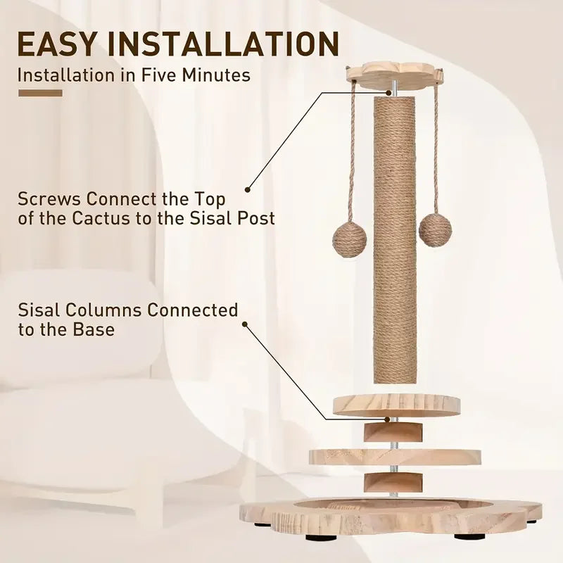 NONECN Cat Scratch Board Rotating Platform Wooden Stand