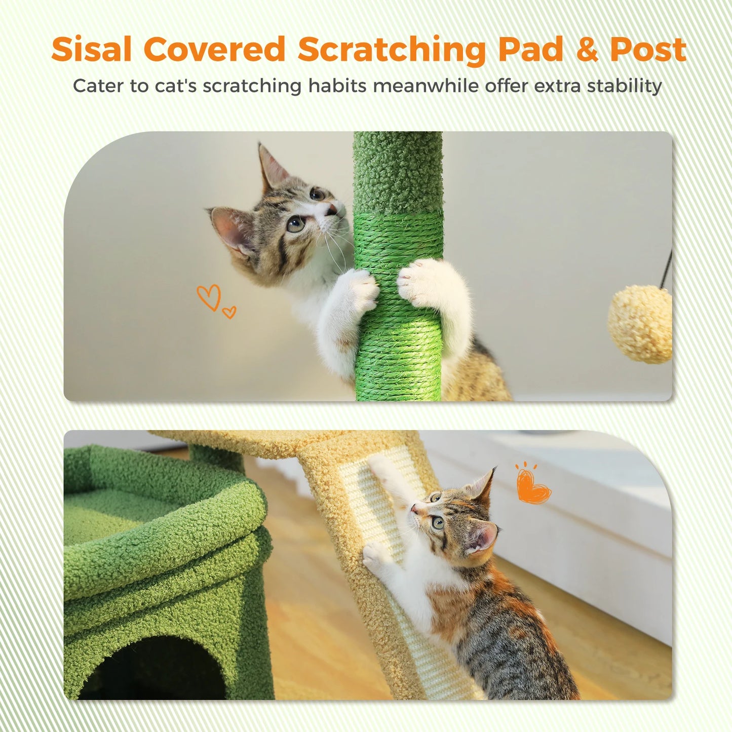 PAWZ Road Small Cat Tree Tower With Sisal Scratching Post
