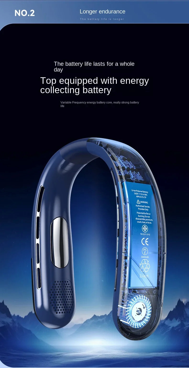 DELIXING 10000mAh Portable Neck Fan Bladeless Silent Rechargeable