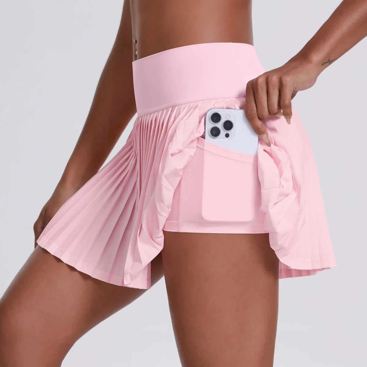 Caeruleus Women Sports Pleated Skirt With Shorts Inside