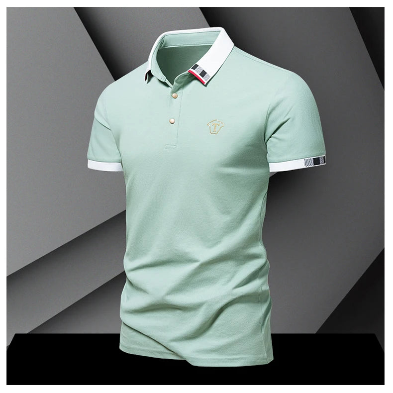 Lane JT Mens Pure Cotton Short Sleeve Polo Shirt Lapel