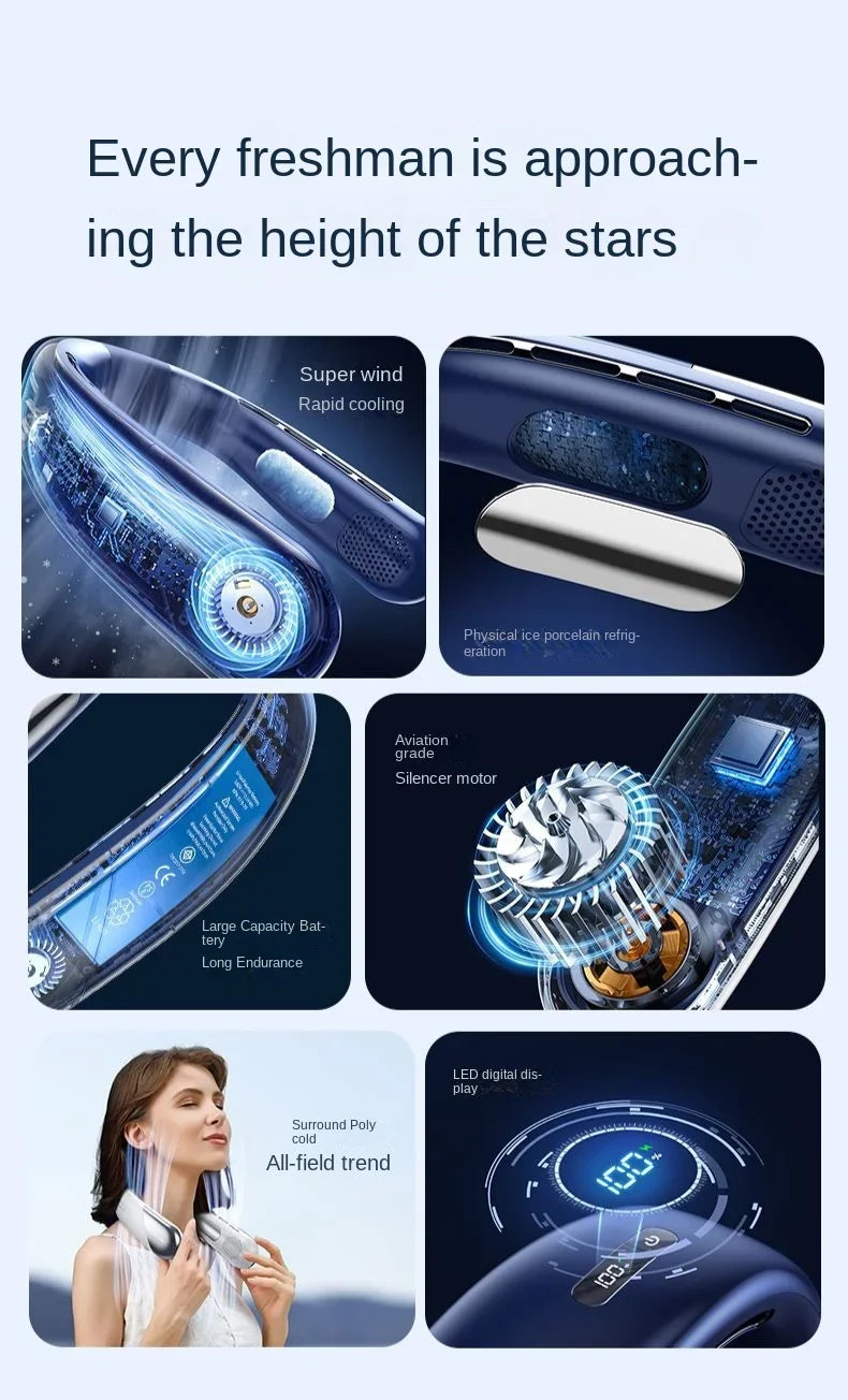 DELIXING 10000mAh Portable Neck Fan Bladeless Silent Rechargeable