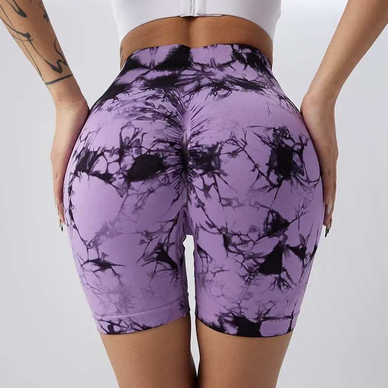 Womens Yoga Shorts Print Gym Running Workout Shorts Athletic Wear