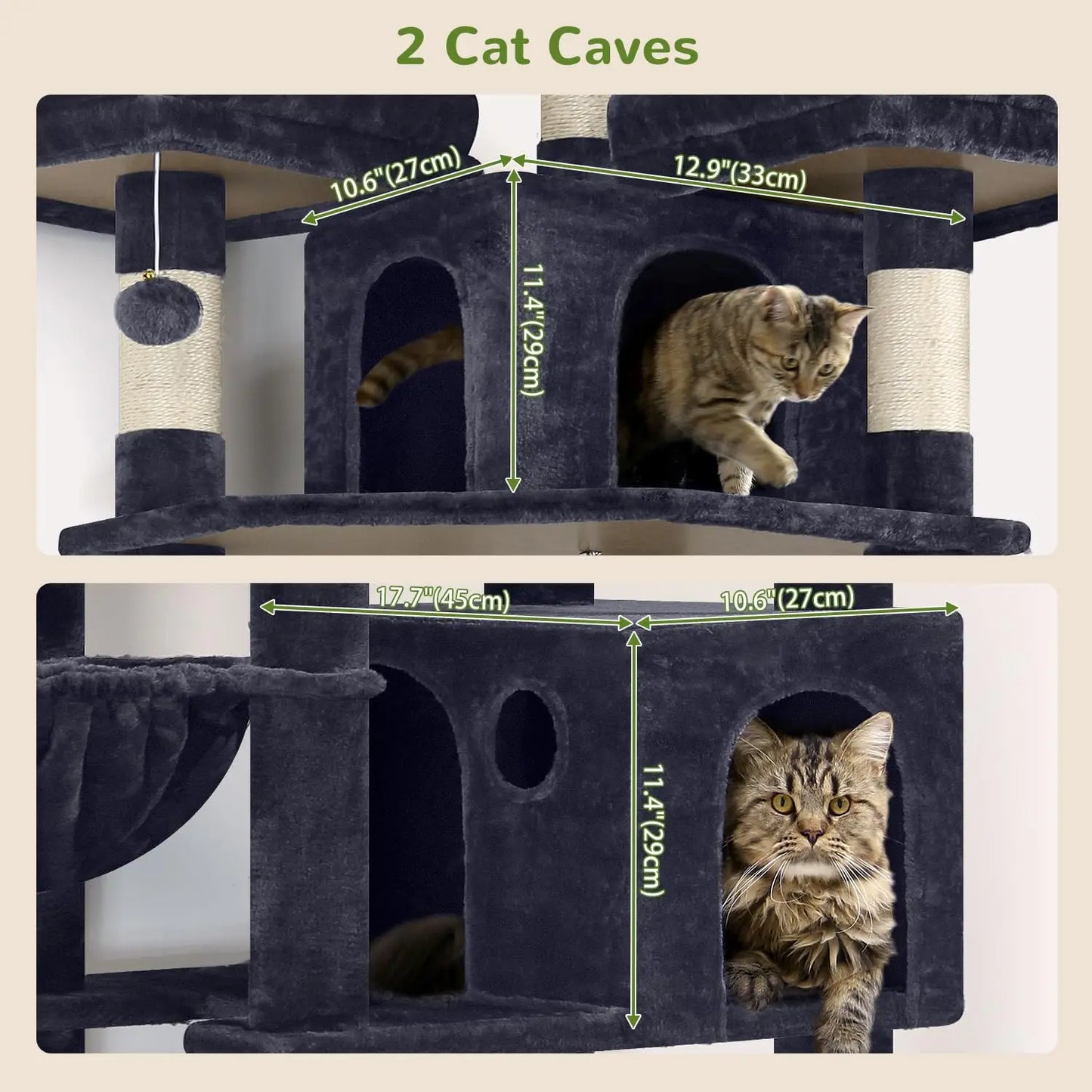 Cat Tree Tower for Multiple Cats With Scratching Posts Condos