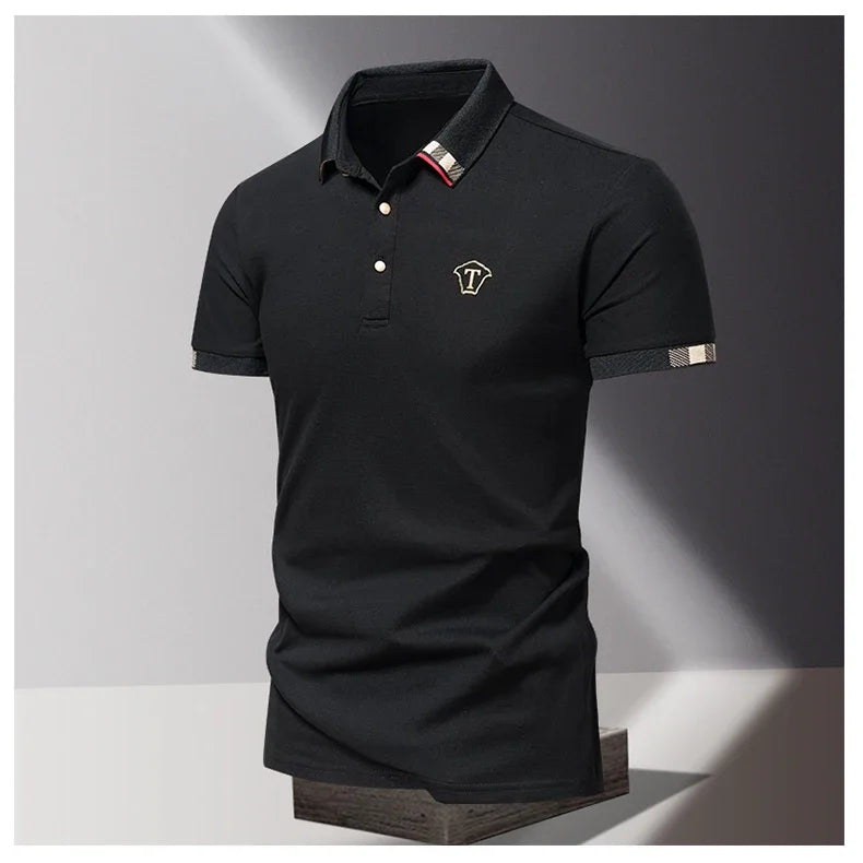 Lane JT Mens Pure Cotton Short Sleeve Polo Shirt Lapel
