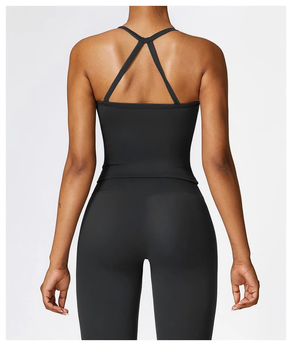 Women Cross Back Yoga Sports Bra Breathable Push Up Top