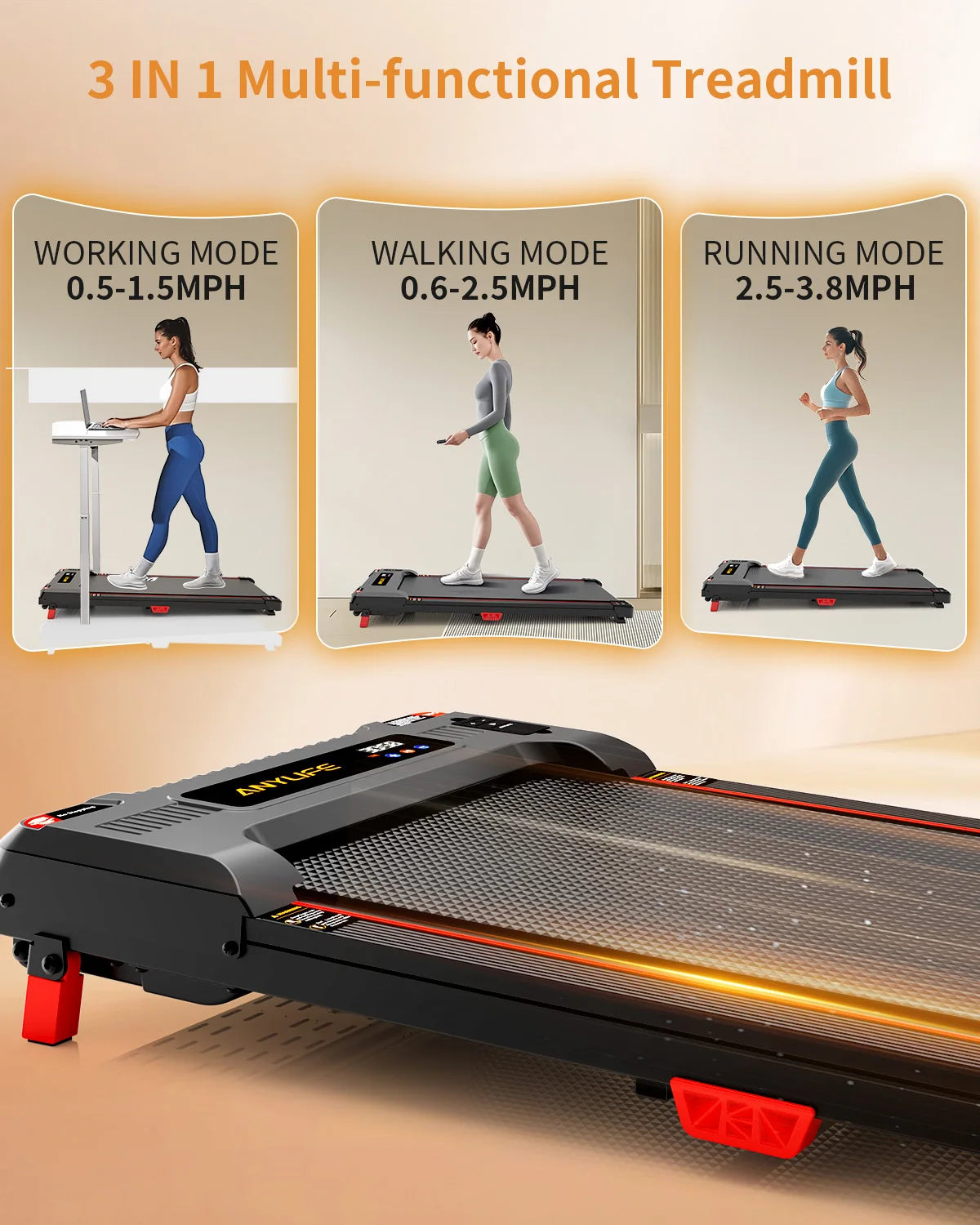 None Under Desk Treadmill 2.5HP Home Walking Pad 330lbs Capacity