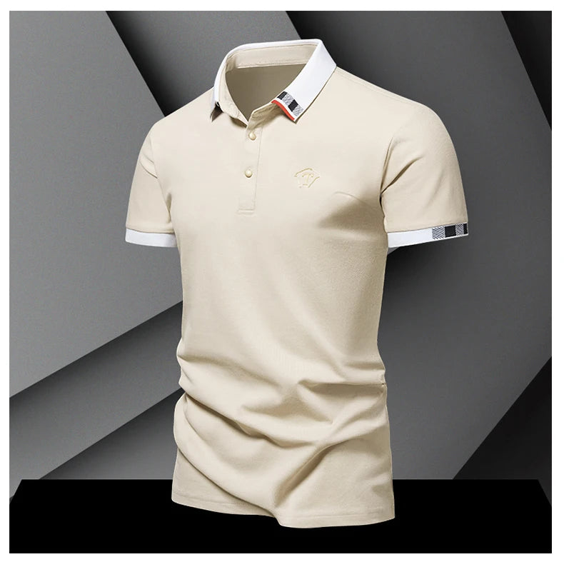 Lane JT Mens Pure Cotton Short Sleeve Polo Shirt Lapel