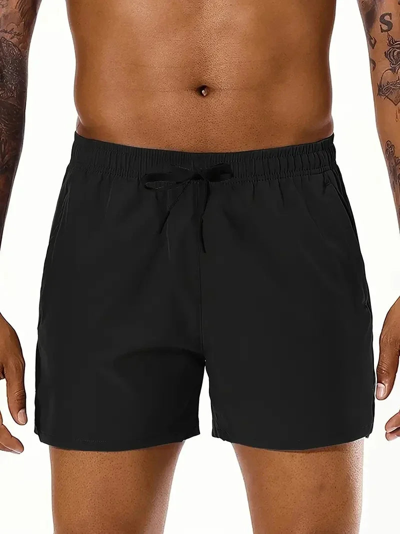 Men's Beach Shorts Elastic Waist Pockets Polyester Casual
