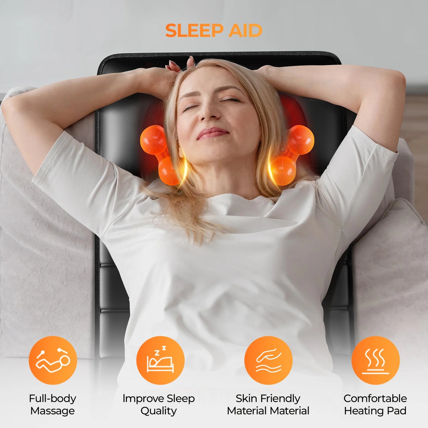 HOMEMASSA Shiatsu Full Body Massage Mat With Heat Ten Motors