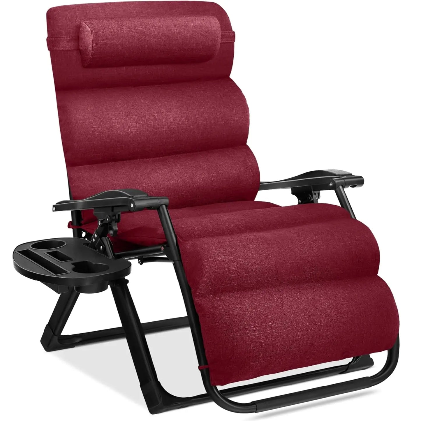 Zero Gravity Patio Chair With Removable Plush Cushion And Cup Holder