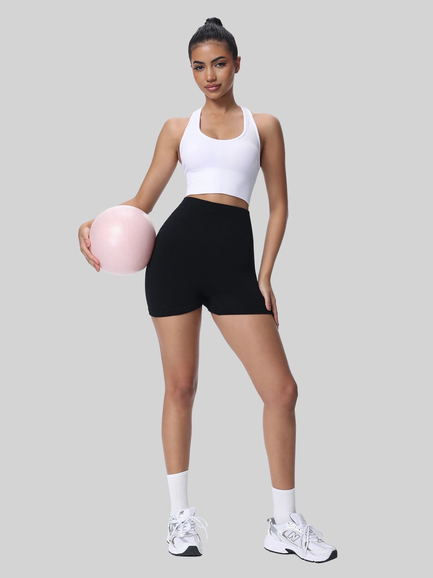 Women's Knitted Nylon Track Shorts High Waist With Stretch