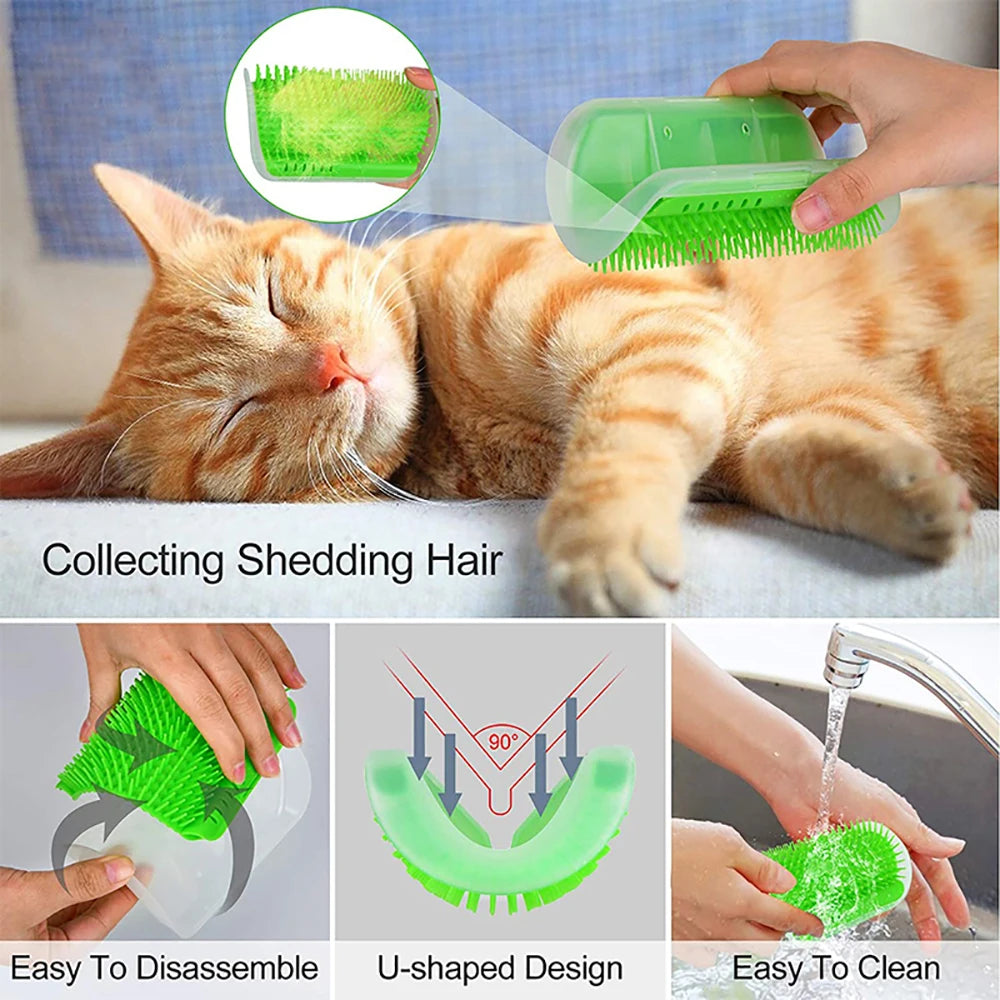 Cat Self Groomer Massage Comb For Corner Scratcher With Catnip