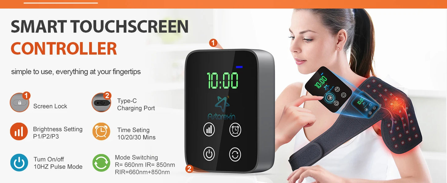 Astarexin Red Light Therapy Knee Wrap With 72 LEDs Rechargeable