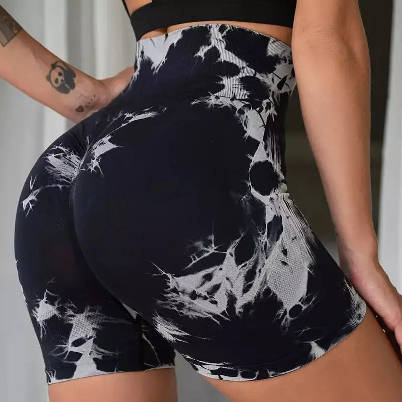 Womens Yoga Shorts Print Gym Running Workout Shorts Athletic Wear