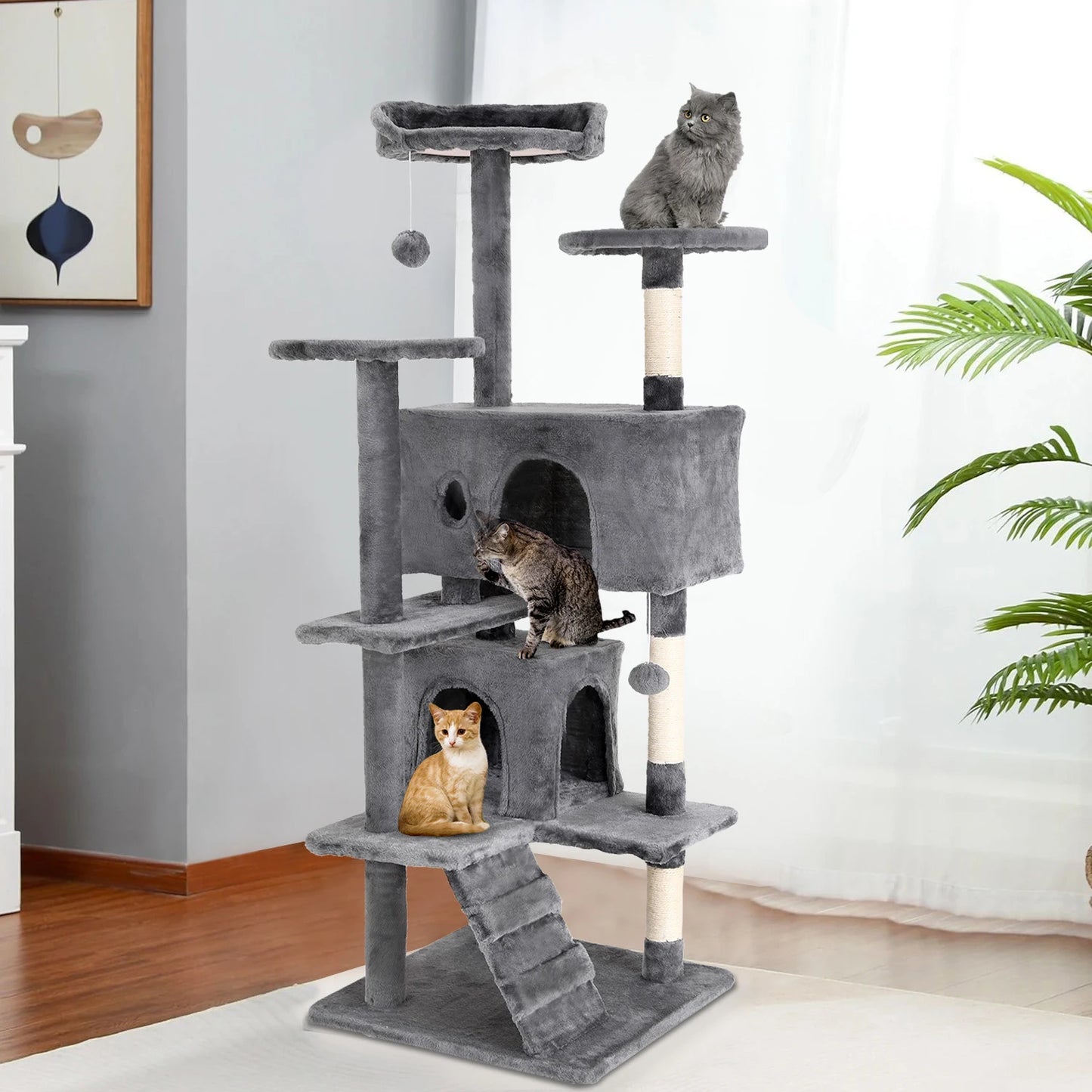 Four Tier Cat Tree Tower With Sisal Scratching Posts