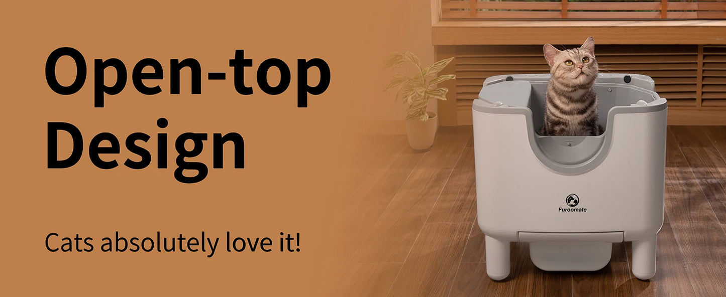 Furoomate F6 Self Cleaning Litter Box Open Top Odor Control