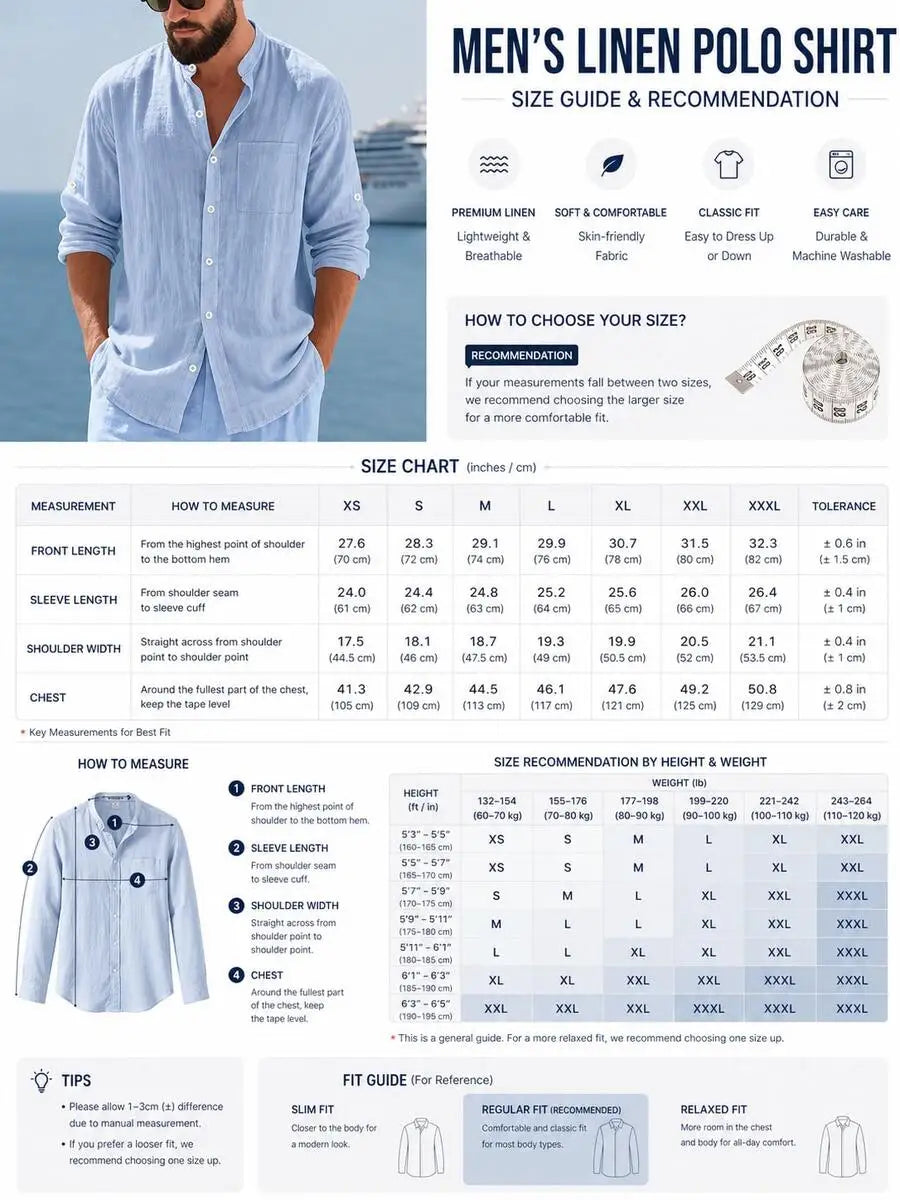 Mens Linen Stand Collar Long Sleeve Shirt Breathable Casual Beachwear