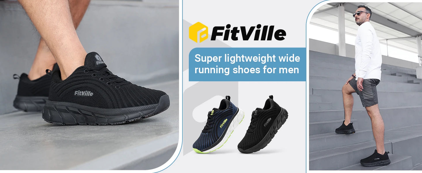 Fitville Men FlowCore V2 Wide Toe Box Running Shoes Cushioned