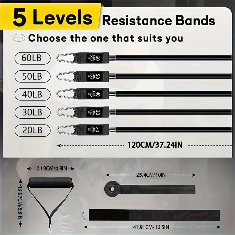 None Resistance Bands Set With Door Anchor Handles And Bag