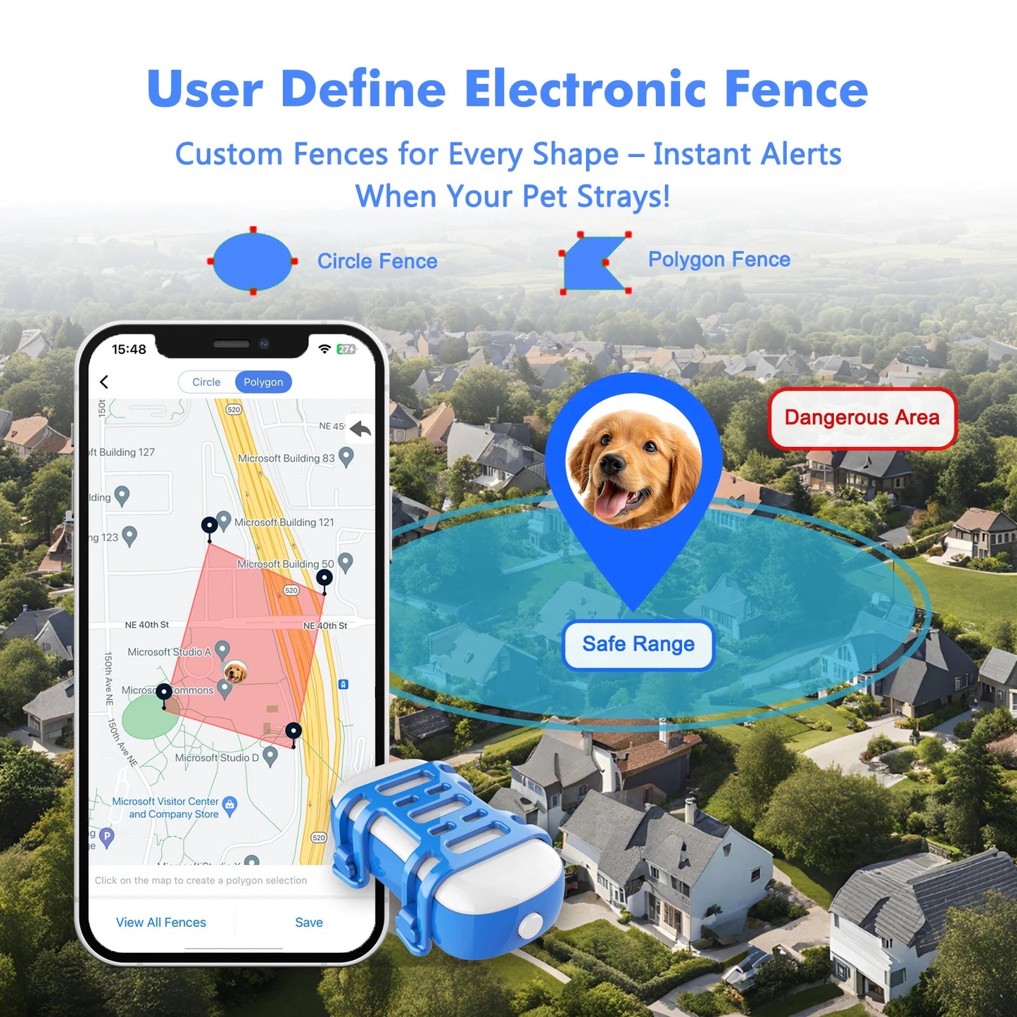 WANWAYTECH GPS Pet Tracker for Dogs and Cats With IoT SIM